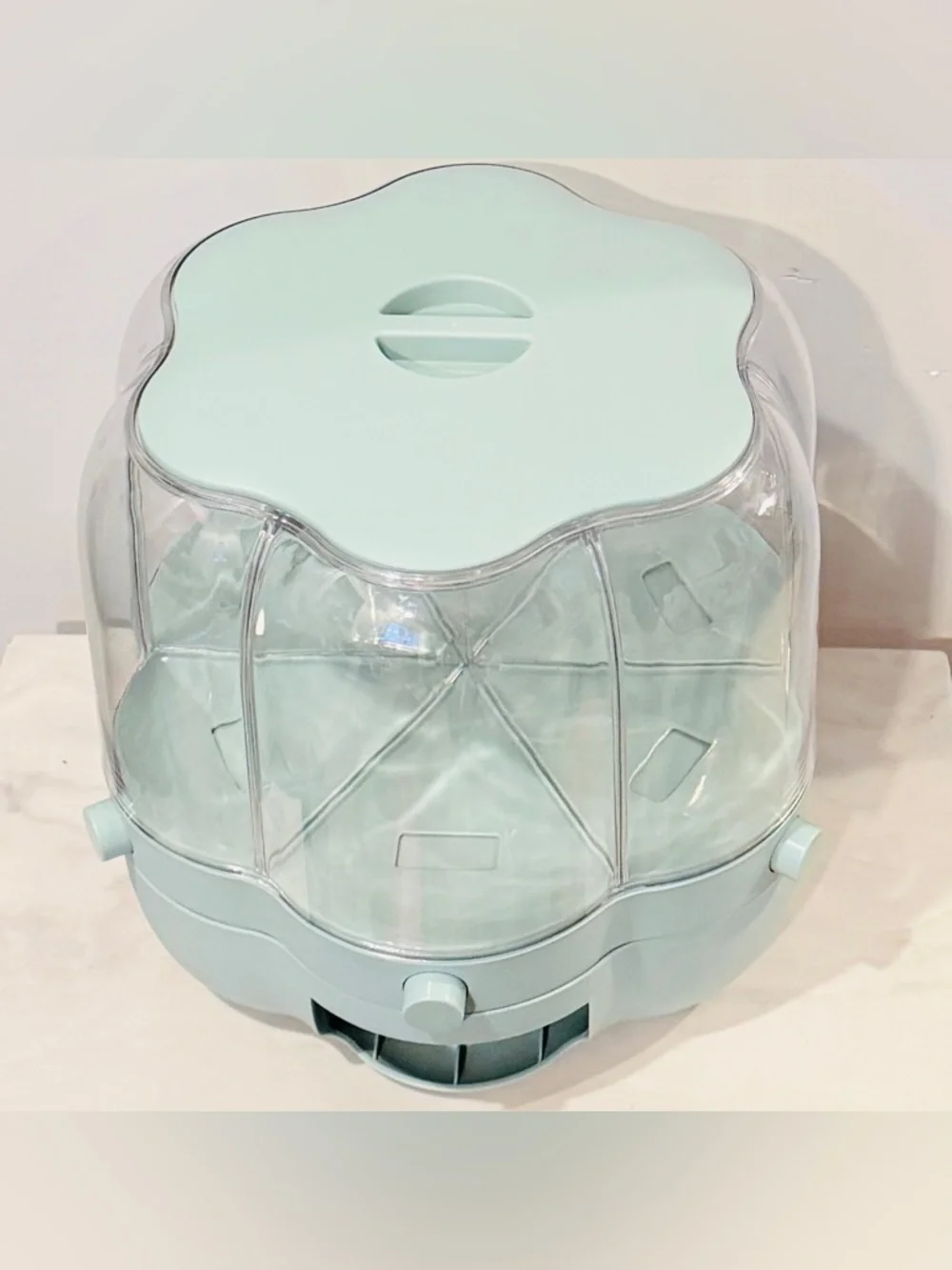 360° Rotating 6-Compartment Storage Dispenser Container Grain Rice Cereal Beans